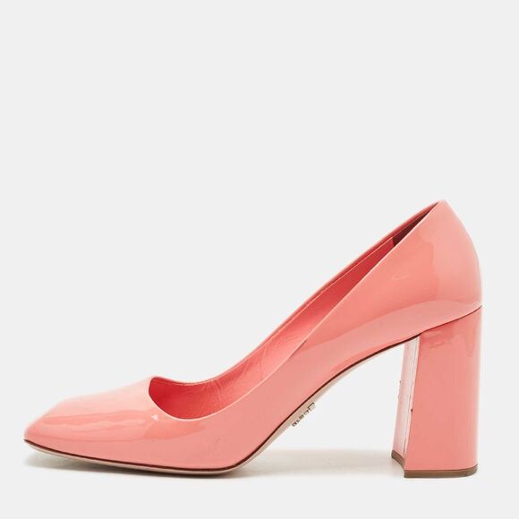Prada Pink Patent Leather Block Heel Pumps Size 39.5